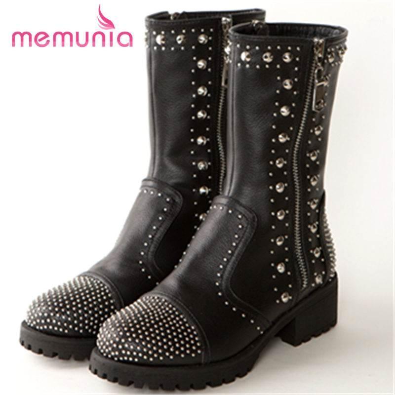 MEMUNIA NEW 2020 fashion round toe genuine leather boots punk zip ankle boots for women square low hees platform autumn1, Black
MEMUNIA NEW 2020 fashion round toe genuine leather boots punk zip ankle boots for women square low hees platform autumn1, Black