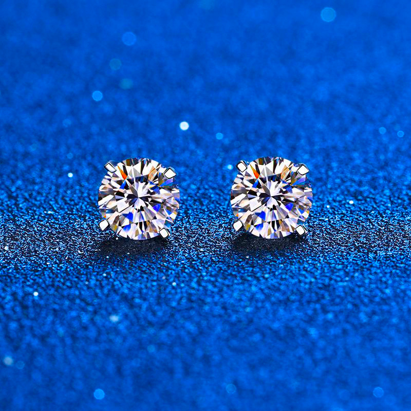 Real 0.4-4 Carat Stud Earrings for Women Men Solid 925 Sterling Silver Solitaire Round Diamond Earrings Fine Jewelry 220211