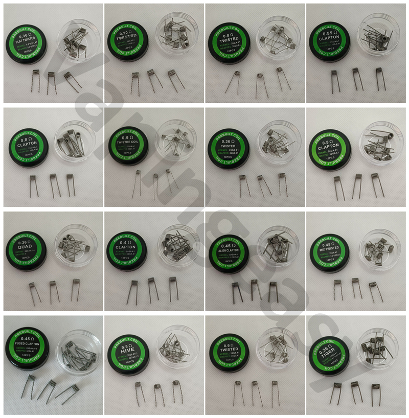 16 types Prebuilt Coil Heating Wires Alien Fused Clapton Flat Mix Twisted Quad Hive Tiger Vaporizer
16 types Prebuilt Coil Heating Wires Alien Fused Clapton Flat Mix Twisted Quad Hive Tiger Vaporizer