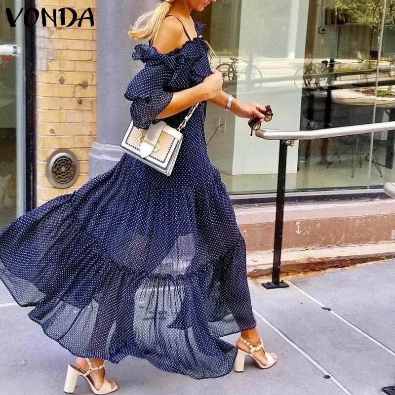 VONDA Dot Printed Dress Women Sexy Sleeveless Strap Party Dress Beach Bohemian Sundress 2020 Summer Plus Size Casual Vestidos, Navy blue
VONDA Dot Printed Dress Women Sexy Sleeveless Strap Party Dress Beach Bohemian Sundress 2020 Summer Plus Size Casual Vestidos, Navy blue