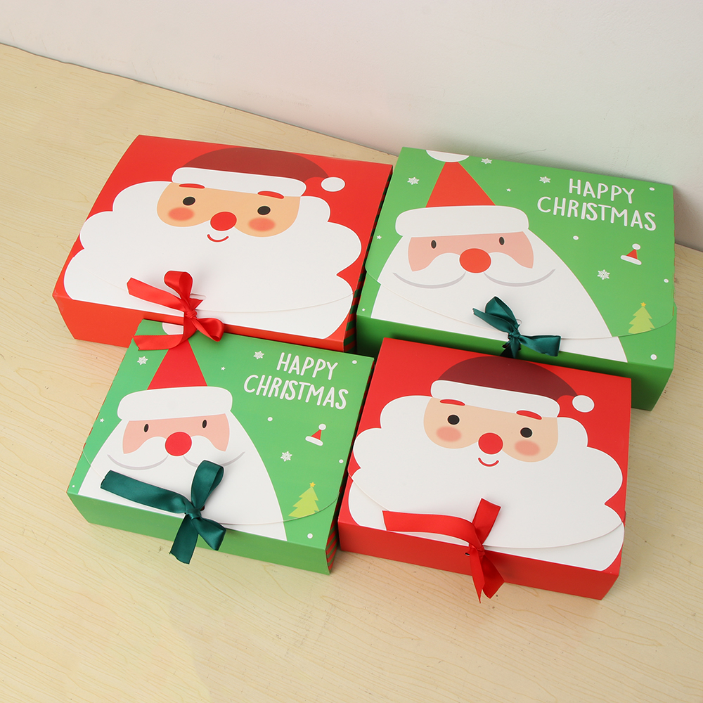 Hot Christmas Gift Box Paper Santa Claus Snowman Candy Cookie Star Christmas Hand Bag Pack Boxes