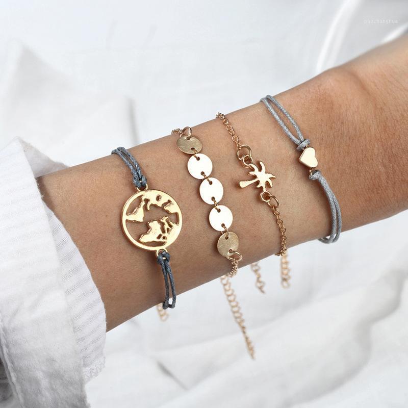 Bohemian 4-piece Map Heart-shaped Coconut Bracelet Fashion Women Wedding Gold Jewelry Creative Beach Party Accessories Link, Chain, Black
Bohemian 4-piece Map Heart-shaped Coconut Bracelet Fashion Women Wedding Gold Jewelry Creative Beach Party Accessories Link, Chain, Black