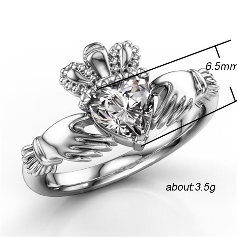 Simple Fashion Jewelry Crown Wedding Ring 925 Sterling Silver Heart Cut White Topaz CZ Diamond Party Ins Popular Women Engagement Band Ring