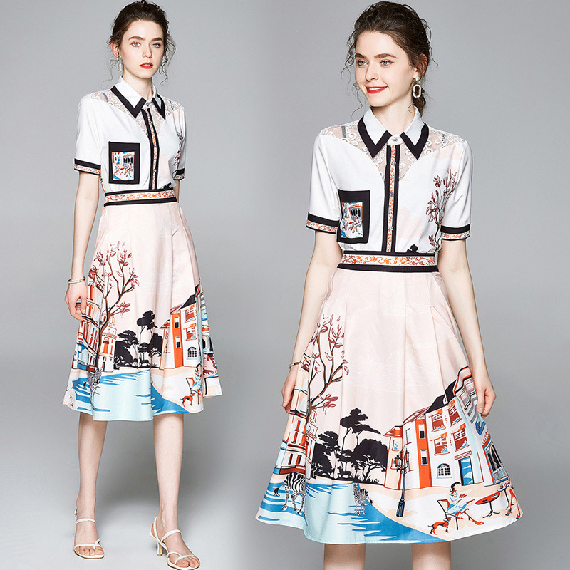 2021 New Women Fashion Printed Two Piece Set Casual Short Sleeve Shirt Tops + Midi A-line Plus Size Blouse Female Summer Skirt Suit 6jl0, As picture
2021 New Women Fashion Printed Two Piece Set Casual Short Sleeve Shirt Tops + Midi A-line Plus Size Blouse Female Summer Skirt Suit 6jl0, As picture