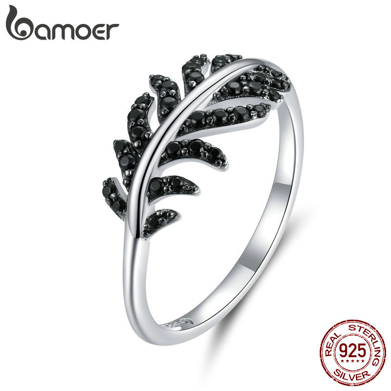 Genuine 925 Sterling Silver Ring Double Circle Black Clear CZ Stackable Finger Ring for Women Fine Silver Jewelry Gift SCR082 201110