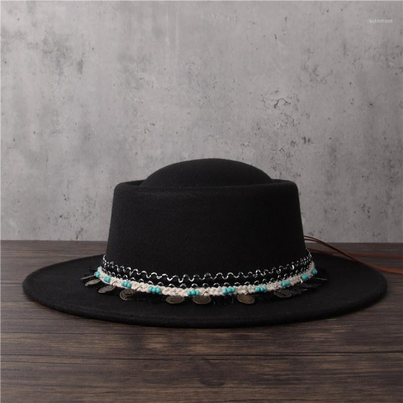 Fashion Women Wool Fedora Hat Lady Tassel Pork Pie Hat Gentleman Flat Bowler Porkpie Top Jazz1, Black
Fashion Women Wool Fedora Hat Lady Tassel Pork Pie Hat Gentleman Flat Bowler Porkpie Top Jazz1, Black