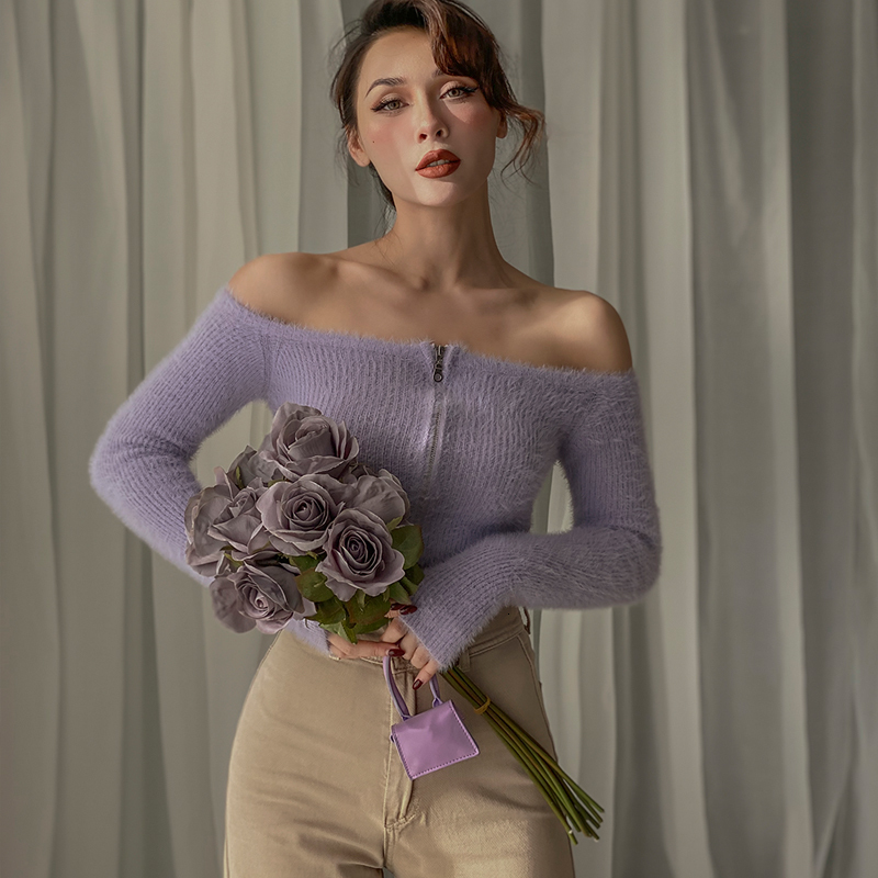 2021 New Vintage Fashion Off the Hairy Shoulder Short 4-color Thin-fit Cardigan Knit Sweaters for Women Sexy Autumn Clothes 44CH, Purple.
2021 New Vintage Fashion Off the Hairy Shoulder Short 4-color Thin-fit Cardigan Knit Sweaters for Women Sexy Autumn Clothes 44CH, Purple.