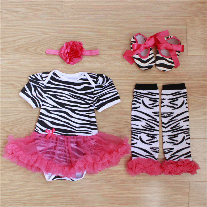 0-12 Months Newborn Baby Girl Romper Dress 4pcs Clothes Set Head Accessories Shoes Socks Outfits summer romper baby Costume Y1221