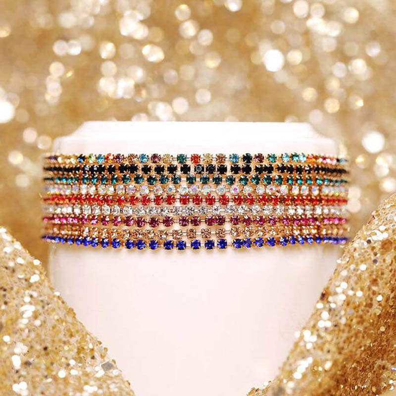 Single Tennis Rhinestones Bracelet Multi Colors Wholesale Luxurious Women Hand Jewelry Link Bracelets
