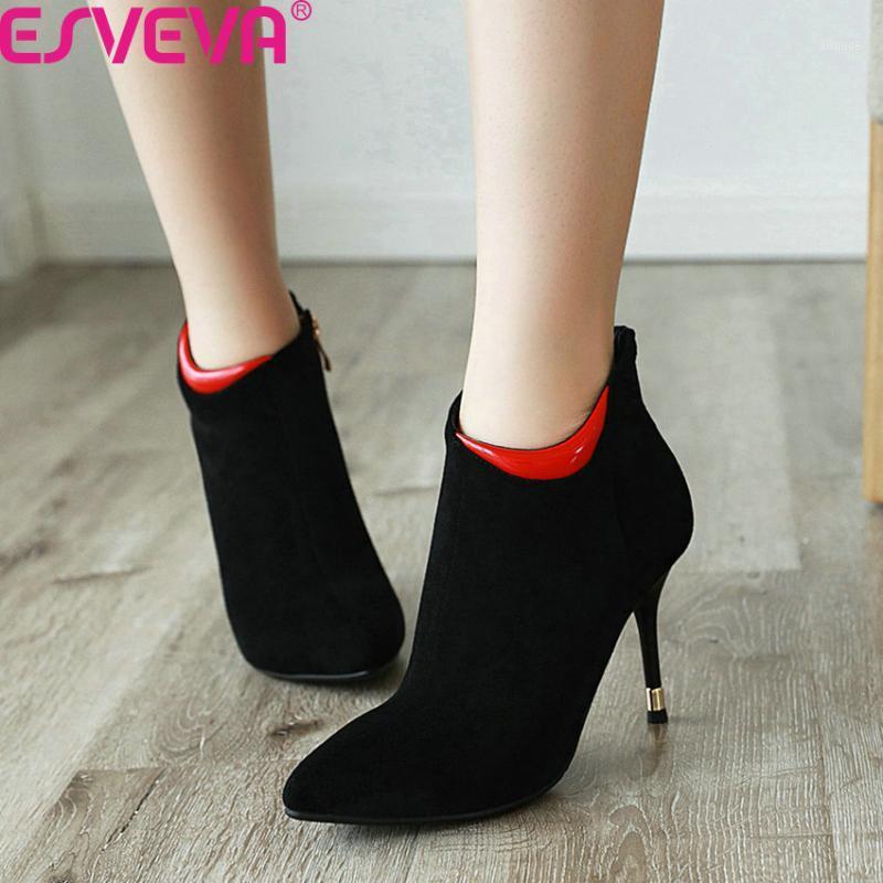ESVEVA 2020 Flock PU leather Fashion Pointed Toe Autumn Winter Women Shoes Thin High Heel Zipper Quality Ankle Boots Size 34-421, Black
ESVEVA 2020 Flock PU leather Fashion Pointed Toe Autumn Winter Women Shoes Thin High Heel Zipper Quality Ankle Boots Size 34-421, Black