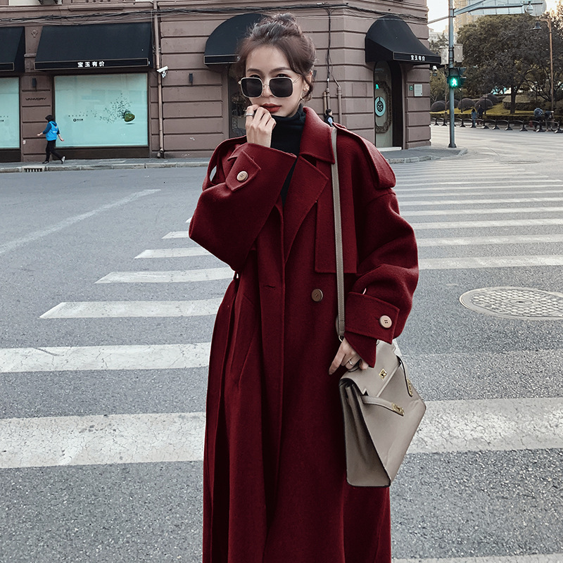 2021 New Mid-length Women' Winter Coat Woolen Female Only Breasted Loose Overcoats Windbreaker with a Xy5078 Belt RK4N, Red wine
2021 New Mid-length Women' Winter Coat Woolen Female Only Breasted Loose Overcoats Windbreaker with a Xy5078 Belt RK4N, Red wine