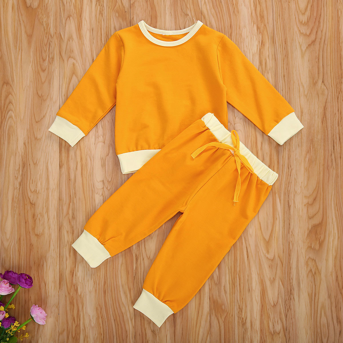 Casual Autumn Children Set Newborn Kids Baby Boys Girls Long Sleeve T-shirt Tops Pants 2pcs Outfits Warm Clothes Set 1-5 YearsX1019