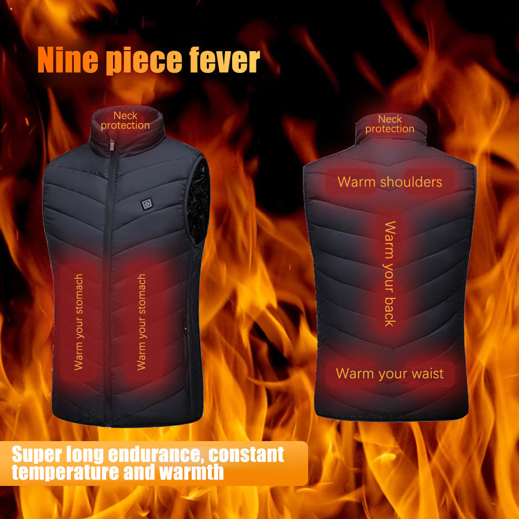 Outdoor 9 Heating Zone Vest Jacket Men Women Winter USB Electric Thermal Clothing Waistcoat Fishing Camping Heated Warm Vest New 201114