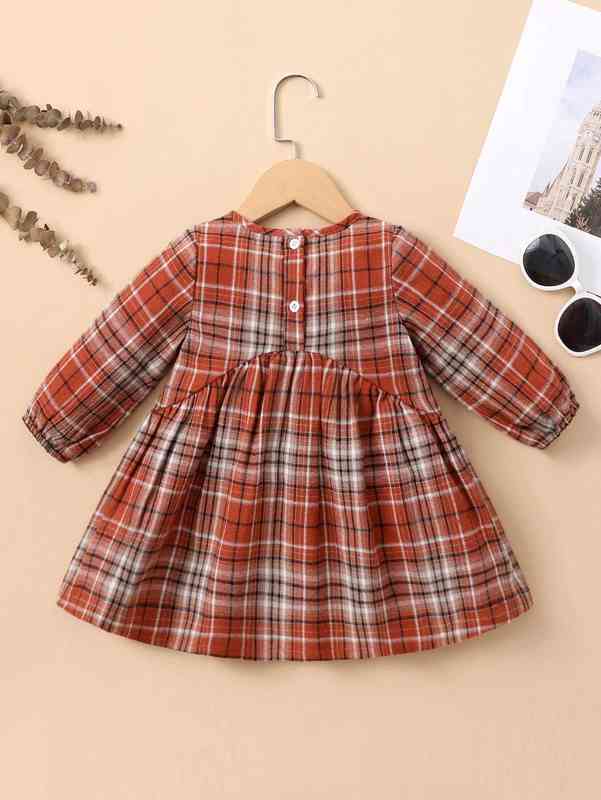 Baby Tartan Bishop Sleeve Dress SHE
