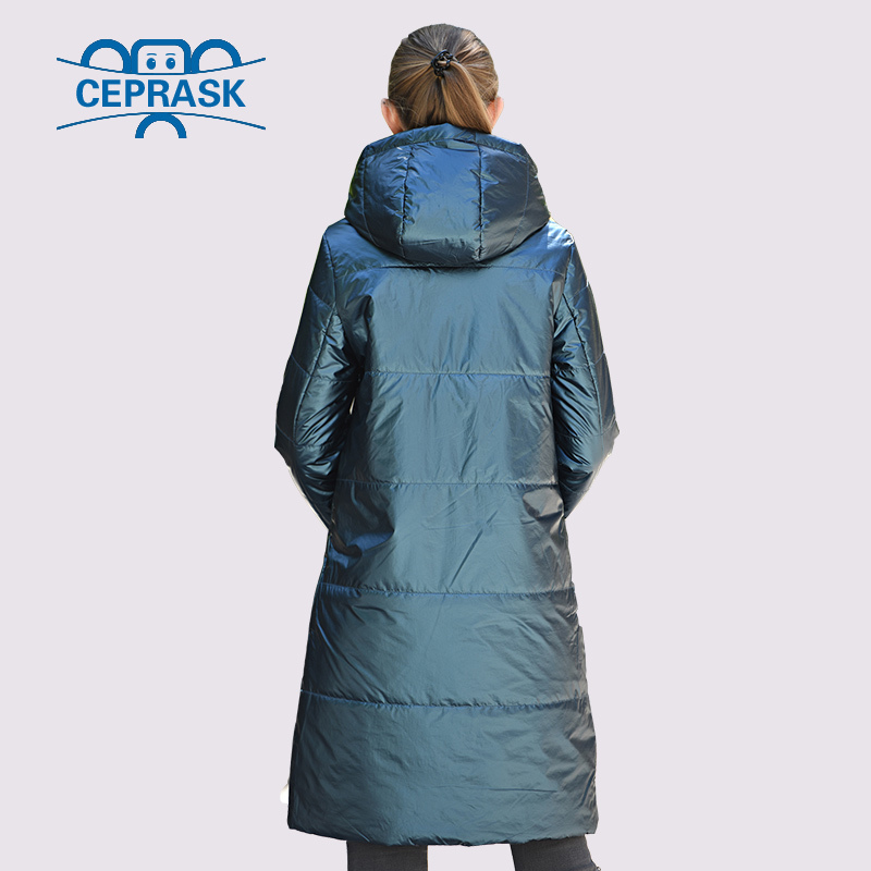 2020 New Spring Autumn Women's Parka Thin Women Coat Long Plus Size High Quality Metallic Fabric Contrast Color Cotton Jackets LJ201127