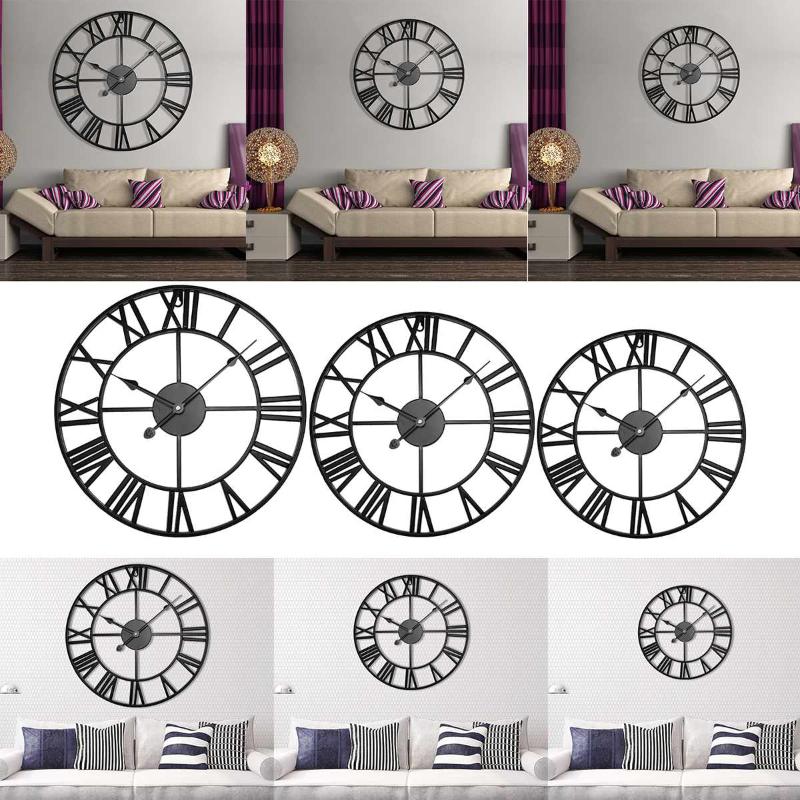 40/47/60/80cm Modern 3D Large Retro Black Iron Round Art Hollow Metal Wall Clock Nordic Roman Numerals Clock Home Decoration
40/47/60/80cm Modern 3D Large Retro Black Iron Round Art Hollow Metal Wall Clock Nordic Roman Numerals Clock Home Decoration