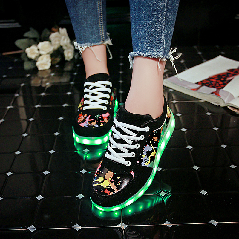 27-44 Led Slippers USB illuminated krasovki luminous glowing kids led shoe children with light Sole girl&boy sneaker 201113