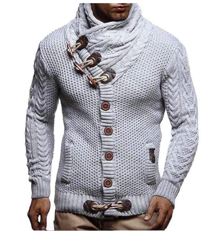 Autumn and winter slim high neck single-breasted cardigan plus size long-sleeved knitted sweater men, Black
Autumn and winter slim high neck single-breasted cardigan plus size long-sleeved knitted sweater men, Black
