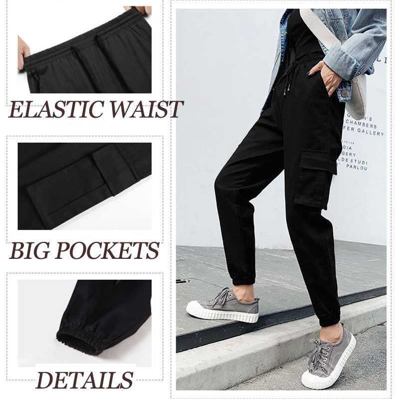 Harajuku Sweatpants Black Womens Joggers Work Cargo Pants Women Streetwear High Waist Punk Plus Size Trousers Sweat Pants 3xl 201111