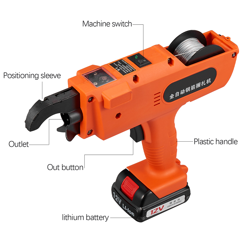 Rebar Tier Binding Machine 12V 3000mAh Automatic Rebar Tying Machine Cordless Wire Lithium Battery 201225