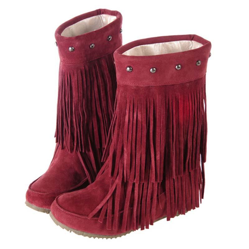 Big Size 34-43 Women's 3 Layer Fringe Tassels Decoration Rivets Low Heel Winter Boots Mid-Calf snow boots Shoes, Beige
Big Size 34-43 Women's 3 Layer Fringe Tassels Decoration Rivets Low Heel Winter Boots Mid-Calf snow boots Shoes, Beige