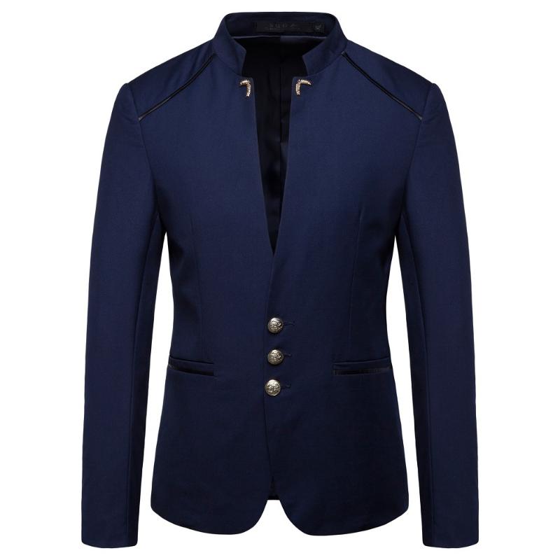 2021 spring new men's fashion trend stand collar suit button decoration blazer Stylish Mens Slim Fit Suit Jacket, Black
2021 spring new men's fashion trend stand collar suit button decoration blazer Stylish Mens Slim Fit Suit Jacket, Black