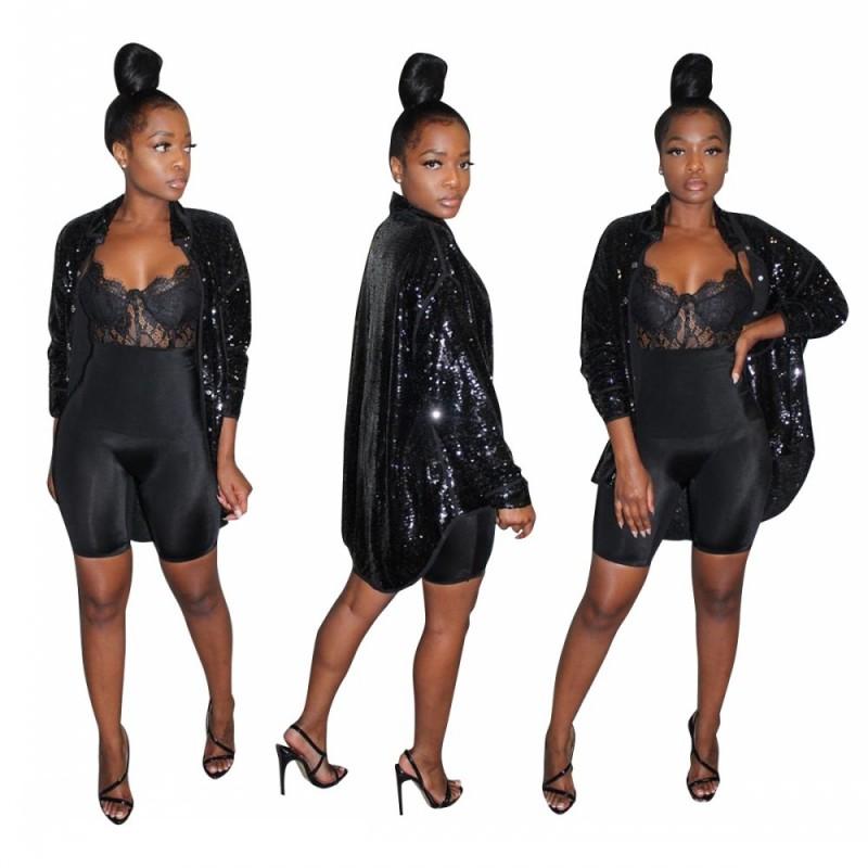 Latest Black Sequins Sexy Lady Coats for Party Long Sleeves Loose Fashion Women Nightclub Long Jackets Autumn Casual Coats
Latest Black Sequins Sexy Lady Coats for Party Long Sleeves Loose Fashion Women Nightclub Long Jackets Autumn Casual Coats