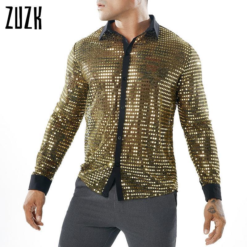 Shiny Sequin Transparent Shirt Men Sexy See Through Chemise Homme Nightclub Stage Prom Dance Shirt Male Camisa Social, Gold
Shiny Sequin Transparent Shirt Men Sexy See Through Chemise Homme Nightclub Stage Prom Dance Shirt Male Camisa Social, Gold
