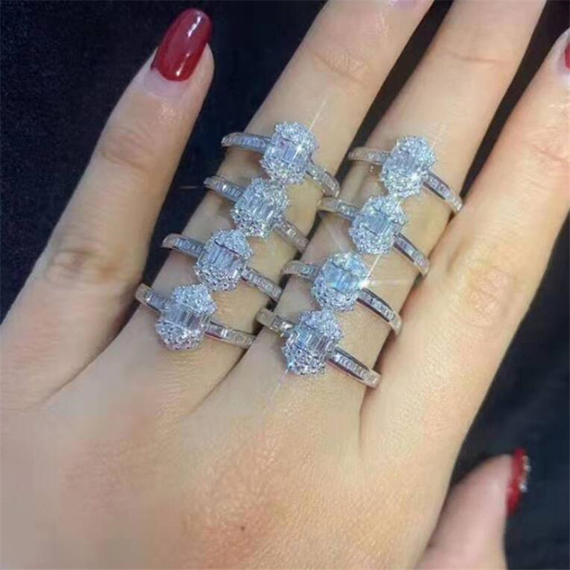 Size 6-10: Sterg Sier Princess Cut White Topaz CZ Dia Wedding Band Ring 4d81