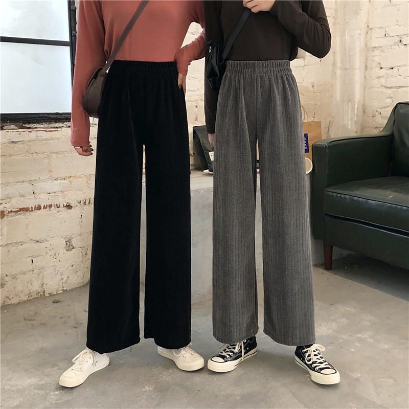 Wide-Legged Pants Women's Autumn Winter 2020 New Korean Style Straight Thick Plush Sunken Stripe High Waist Draping Casual Pants, Black
Wide-Legged Pants Women's Autumn Winter 2020 New Korean Style Straight Thick Plush Sunken Stripe High Waist Draping Casual Pants, Black