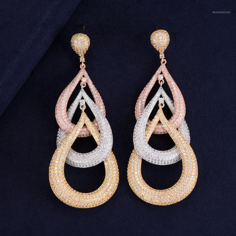 High Quality Cubic Zirconia Paved Trendy 3 waterdrops connect Pendant Earrings Women Drop Earrings boucle d'oreille femme1
High Quality Cubic Zirconia Paved Trendy 3 waterdrops connect Pendant Earrings Women Drop Earrings boucle d'oreille femme1