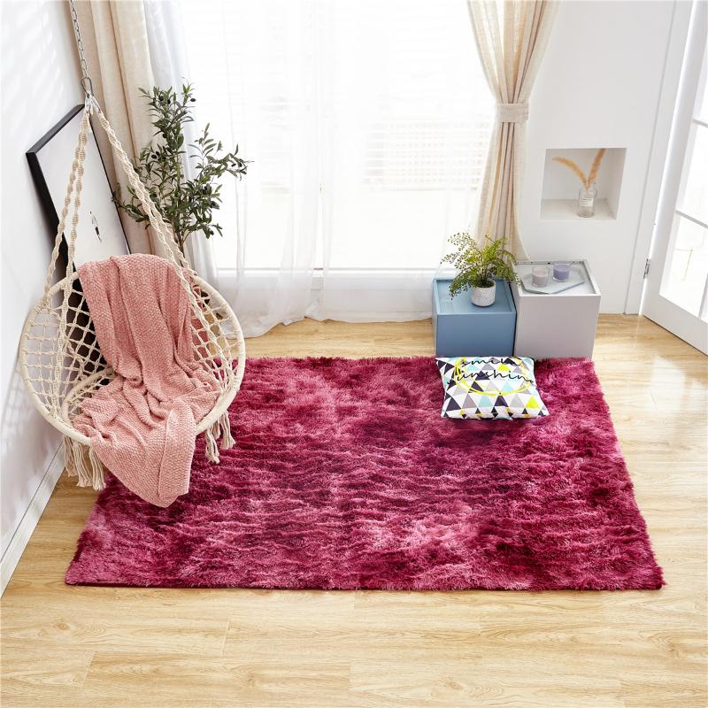 

2020 Mottled tie dyed gradient carpet living room long hair washable mat encryption thickening rug soft and comfortable blanket