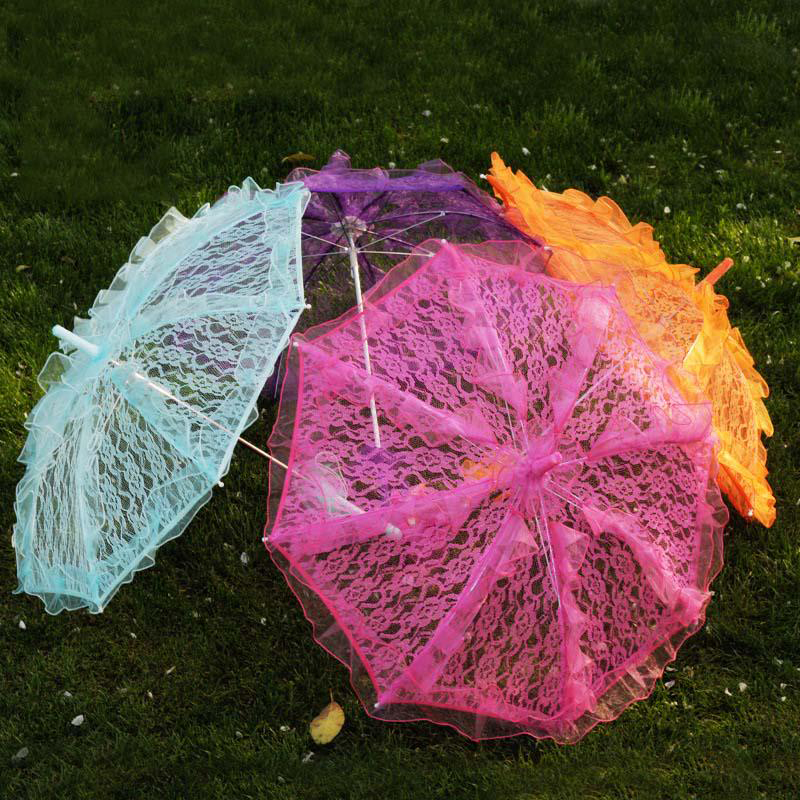 white color Lace Bridal Umbrella Cotton Embroidery Parasol Umbrella Wedding Decoration Parasols