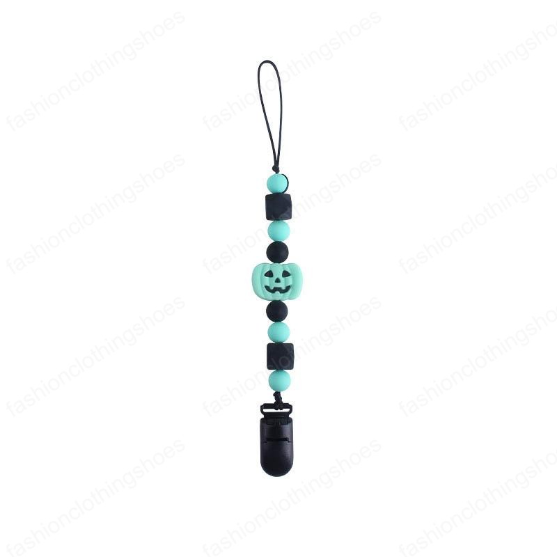new Halloween silicone pacifier clips chain+baby teether 2pcs/set Cartoon Holder Clip Bead Chains Feeding teething beads