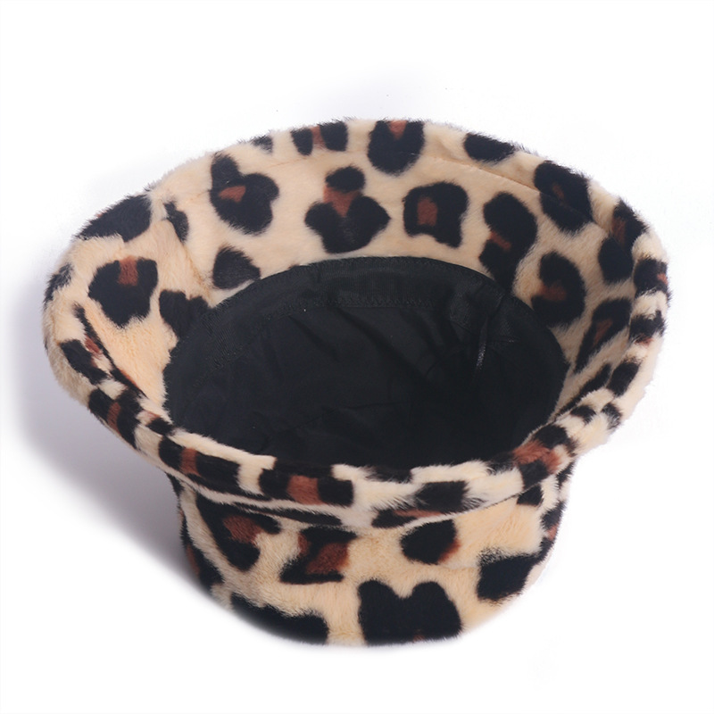 Women's winter rabbit fur bucket hat ladies classic leopard Basin cap Laday Outdoor sports fisherman hats men street Panama