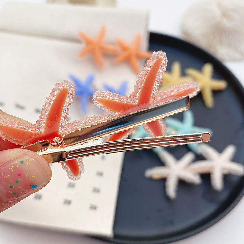 Sweet Romantic Barrette Crystal Starfish Hairclip Department Rhinestone Bangs Clip Hairpin Side Hair Accessorie 7 colors