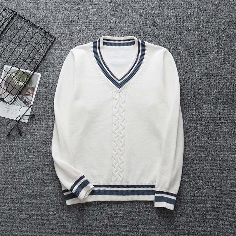 Autumn High Quality Pullover Japanese Style Students School Uniform V-neck Girls Women Sweater Long Sleeve School Uniforms 201223