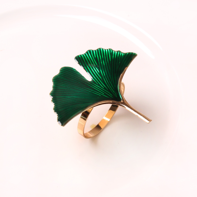 Emerald Green Napkin Ring Leaf Napkin Holder