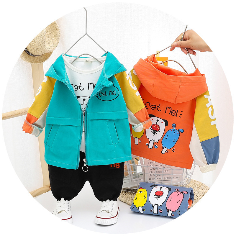 2020 Autumn Clothing New Style CHILDREN'S Three-piece Suit Long Sleeve Cartoon Animals CHILDREN'S Suit Korean-style Cute StyleX1019