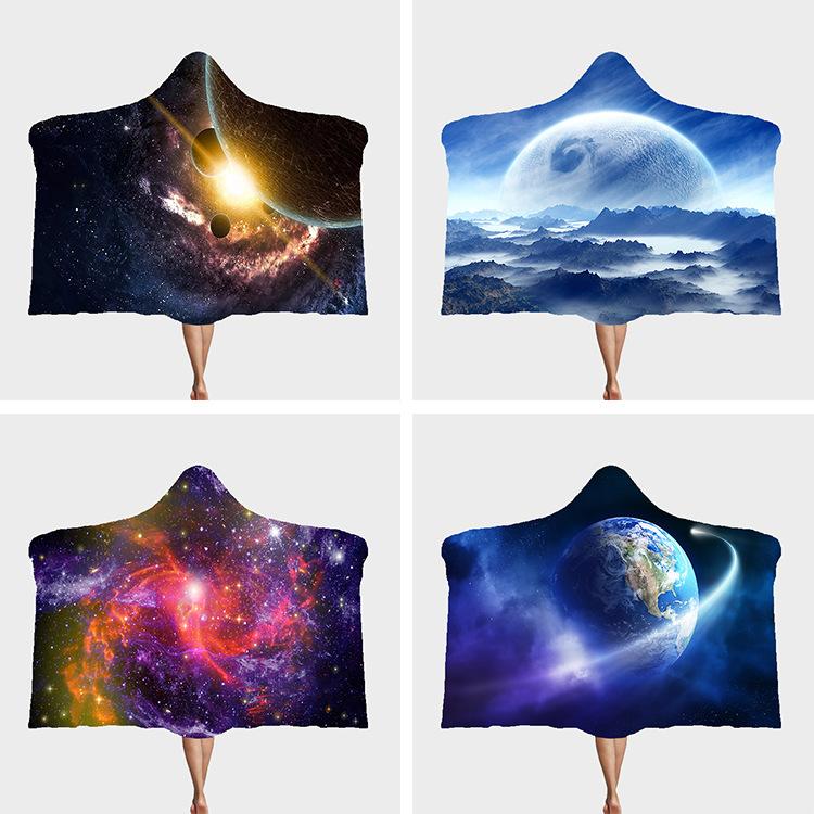 Hooded blanket Cape magic hat blanket thickened double plush 3D digital printing star
Hooded blanket Cape magic hat blanket thickened double plush 3D digital printing star