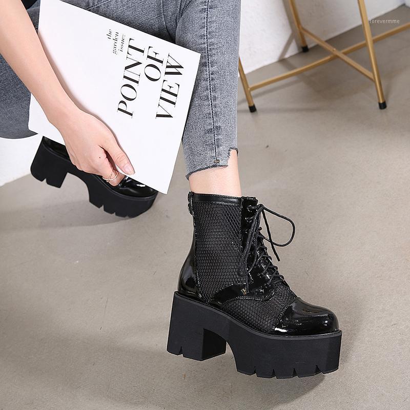 Patent Leather Black Women Ankle Boots High Heels fall Shoes Punk Platform Heels lace up boots autumn Summer Mesh YMB2621
Patent Leather Black Women Ankle Boots High Heels fall Shoes Punk Platform Heels lace up boots autumn Summer Mesh YMB2621