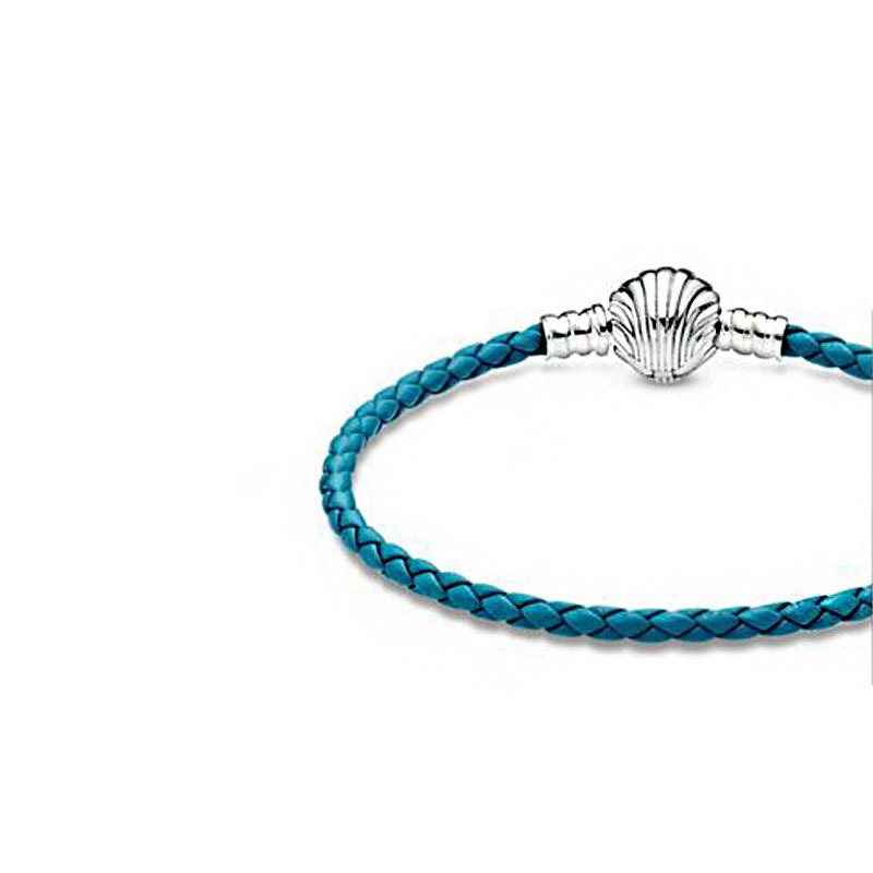 2020 New 925 Sterling Silver Bracelet Seashell Clasp Turquoise Braided Leather Bracelet Women Jewelry CX200612