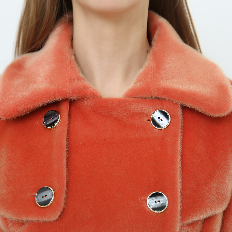 Nerazzurri Long trench coat for women fashion autumn double breasted casual slim british style orange faux fur overcoat 201110