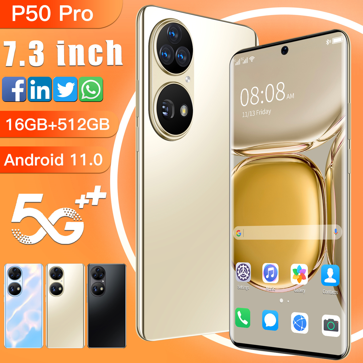 2022 P50PRO Newest Hot SellingGlobal Version AGM Cellphone 7.3 Inch 8000mAh Octa Core Quad 16GB+512GB Mobilephone Smartphone Large Screen 4G WCDM