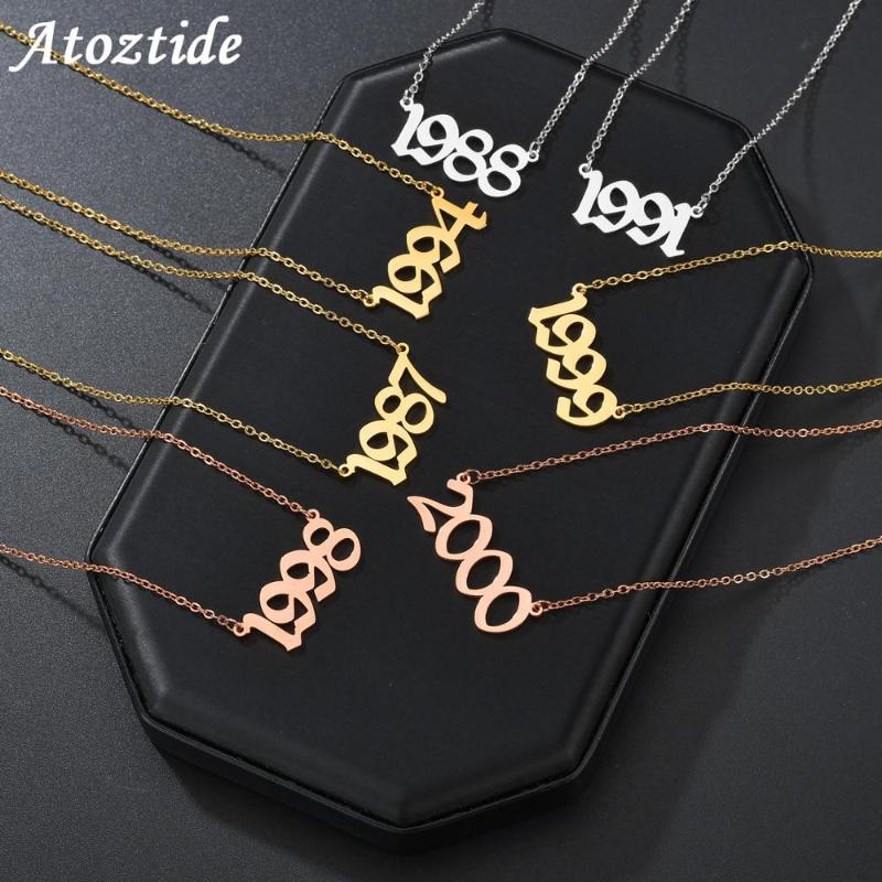 Pendant Necklaces Atoztide Stainless Steel Personalize Birth Year Necklace Special Date Number Gold Fashion Birthday Gift, Silver
Pendant Necklaces Atoztide Stainless Steel Personalize Birth Year Necklace Special Date Number Gold Fashion Birthday Gift, Silver