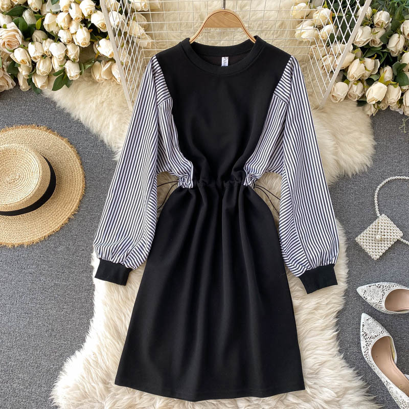 2021 New Singiny design splice stripe short girl bat fall fashion streetwear a-line dress 83RI, Black
2021 New Singiny design splice stripe short girl bat fall fashion streetwear a-line dress 83RI, Black