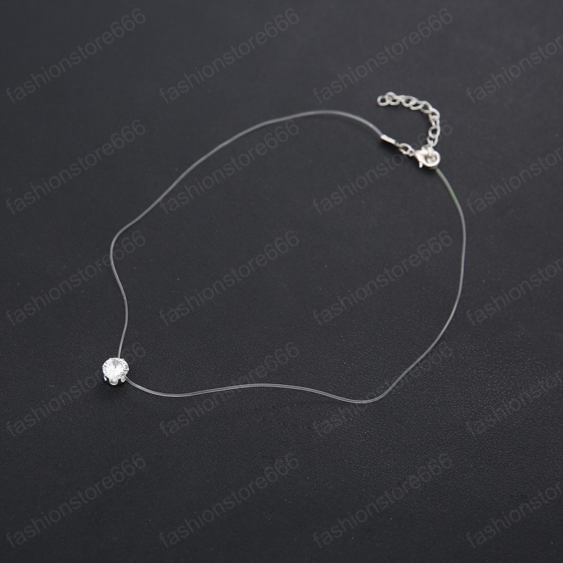 Hot Sale Teardrop Torques 2020 Transparent Fishing Line Jewelry Golden Necklace Torques Clavicle Invisible Woman Necklace