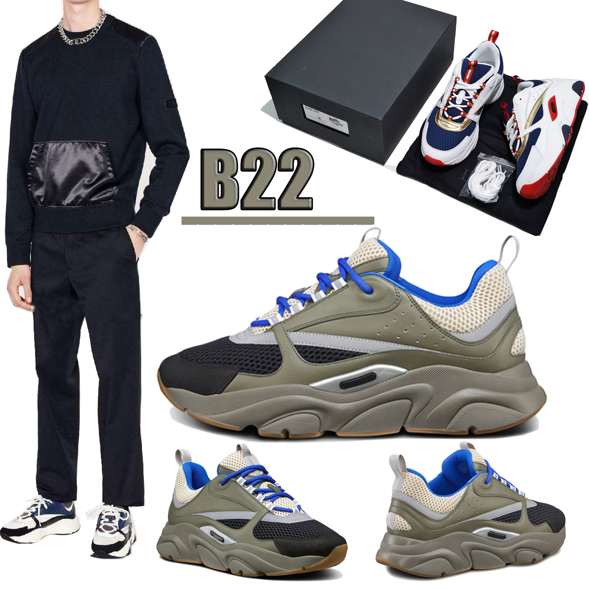 2022 High Quality B22 Casual Shoes Dad Sneaker olive green Calfskin Trainers Men Women Flat Outdoor Retro Patchwork Casual with box
2022 High Quality B22 Casual Shoes Dad Sneaker olive green Calfskin Trainers Men Women Flat Outdoor Retro Patchwork Casual with box