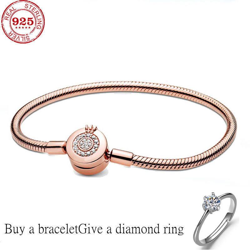 fit original 925 Sterling Silver Mesh bracelet Round Shape Chain charm fo 220218