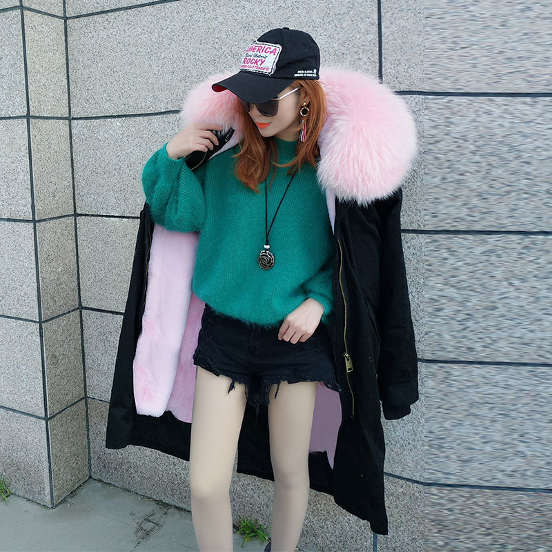 Over the knee X-Long parka real fur coat winter jacket women raccoon fur collar Lined with fux fur parkas 201126